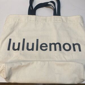 Lululemon Athletica Canvas Tote in Cream and Black